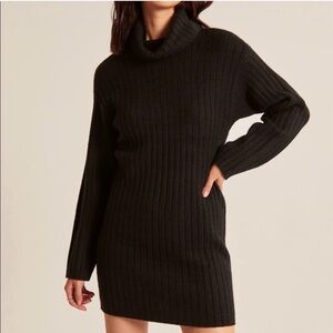 Abercrombie & Fitch Black Ribbed Turtleneck Sweater Dress